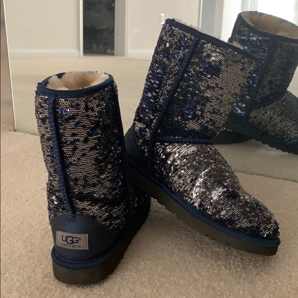 Blue/Silver Sequined UGG boots size 7